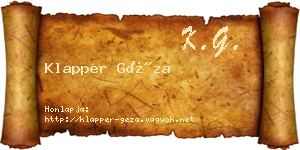 Klapper Géza névjegykártya