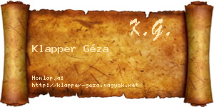 Klapper Géza névjegykártya